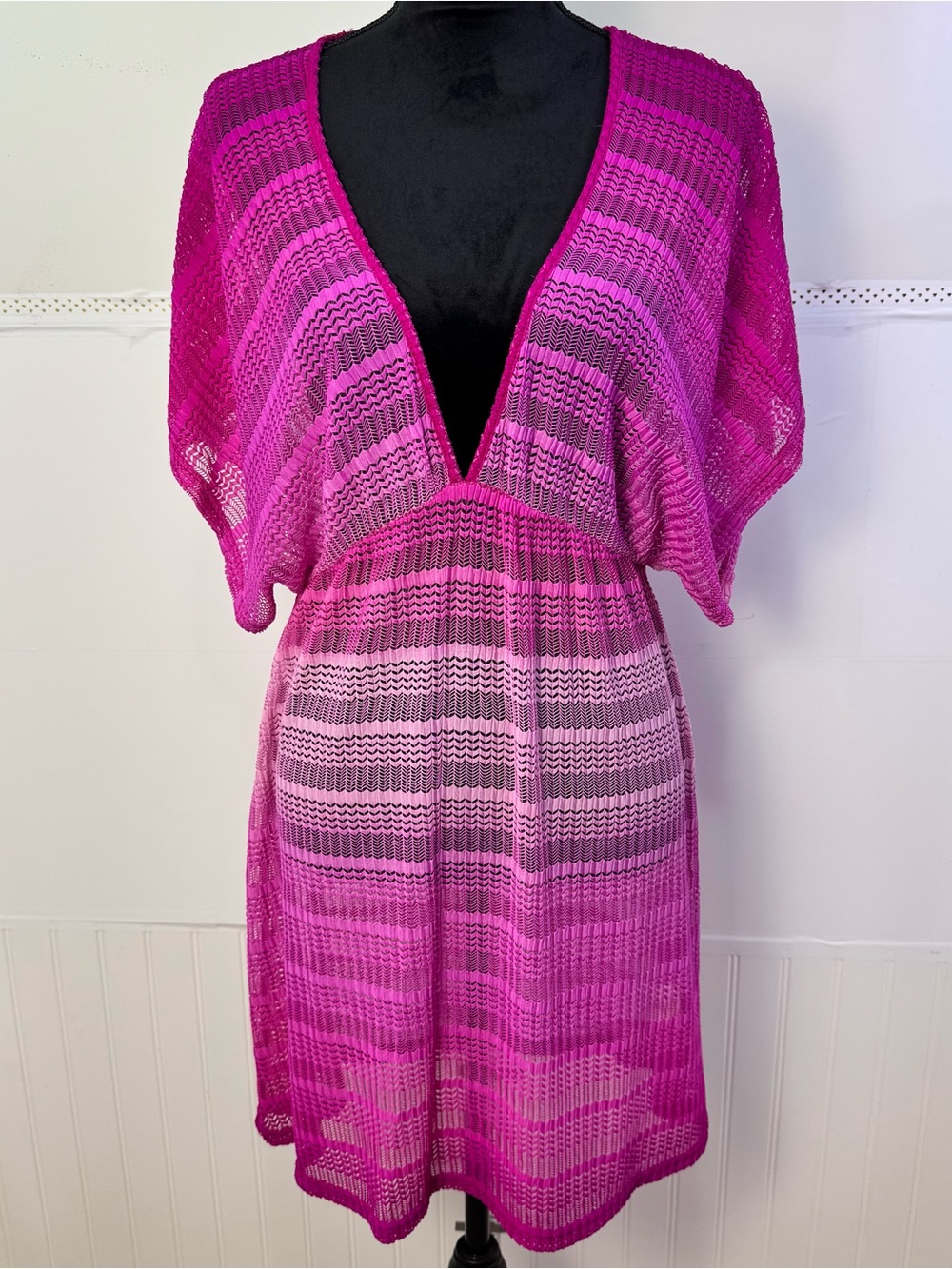 Ingear Resort Pink Ombré Crochet Swim Cover Up Dress | Women's XL